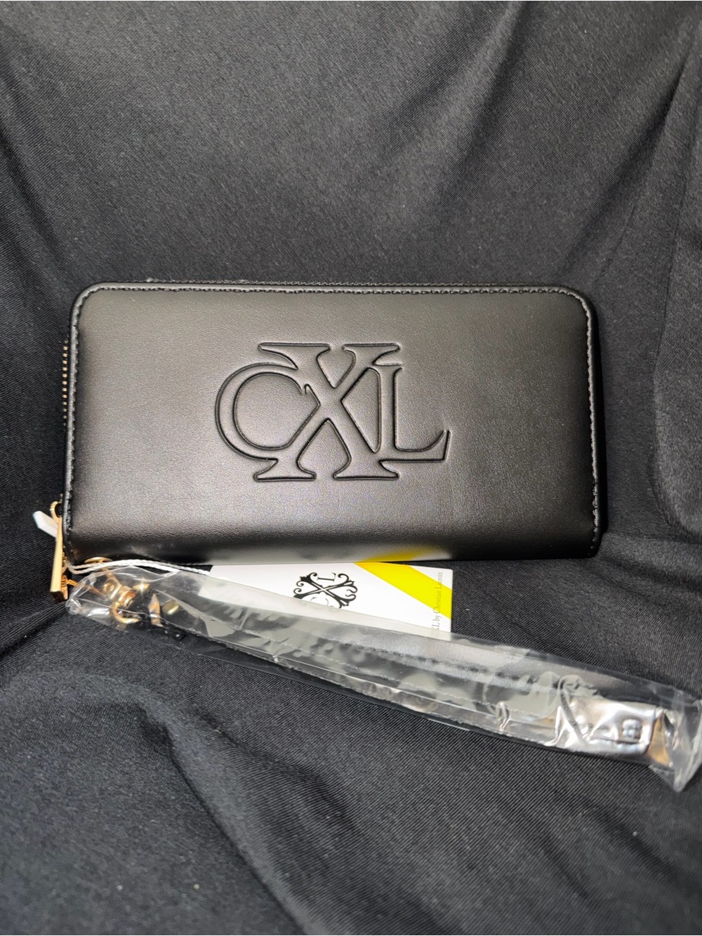Christian Lacroix PORTE EMBOSSED LOGO ZIP AROUND WALLET BLACK